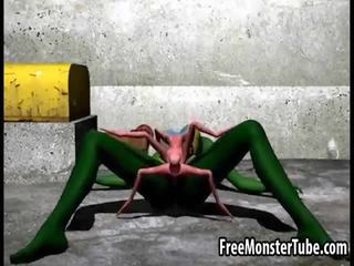 Tatlong-dimensiyonal komika dayuhan beyb pagkuha fucked mahirap sa pamamagitan ng a spider