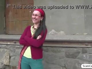 Gorgeous Lulu gets banged by the agent in the public and gets creampied