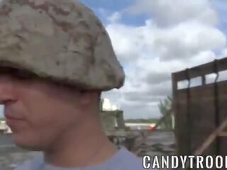 Military morning drill includes bareback sex clip and blowjobs